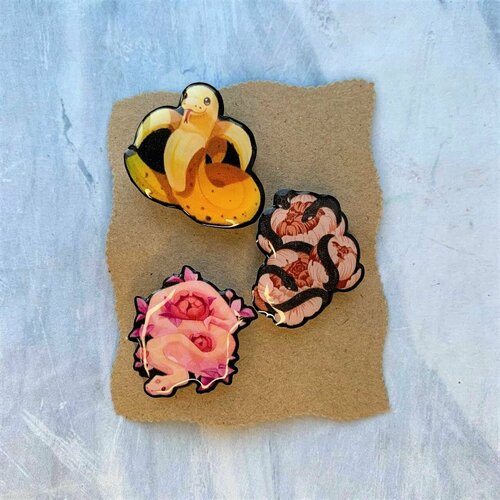 Комплект значков Ramona, желтый, розовый