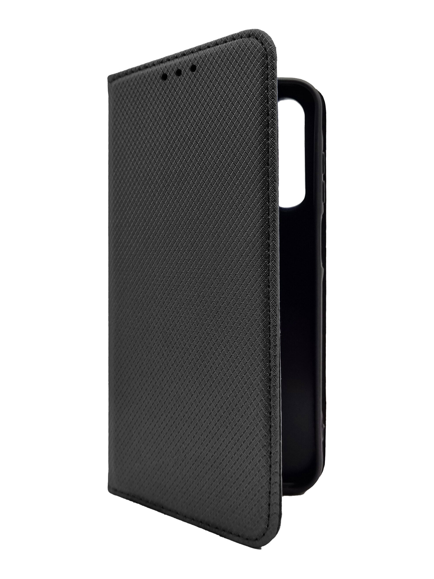 Чехол на Samsung Galaxy A35 (Самсунг Галакси А35) черный книжка плетёнка с функцией подставки с отделением для карт и магнитами Fold Case, Brozo