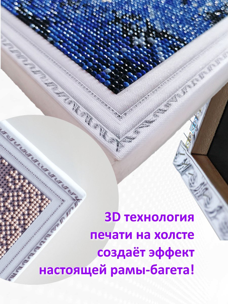 Алмазная мозаика на подрамнике 40х30, премиум, Радужный кот