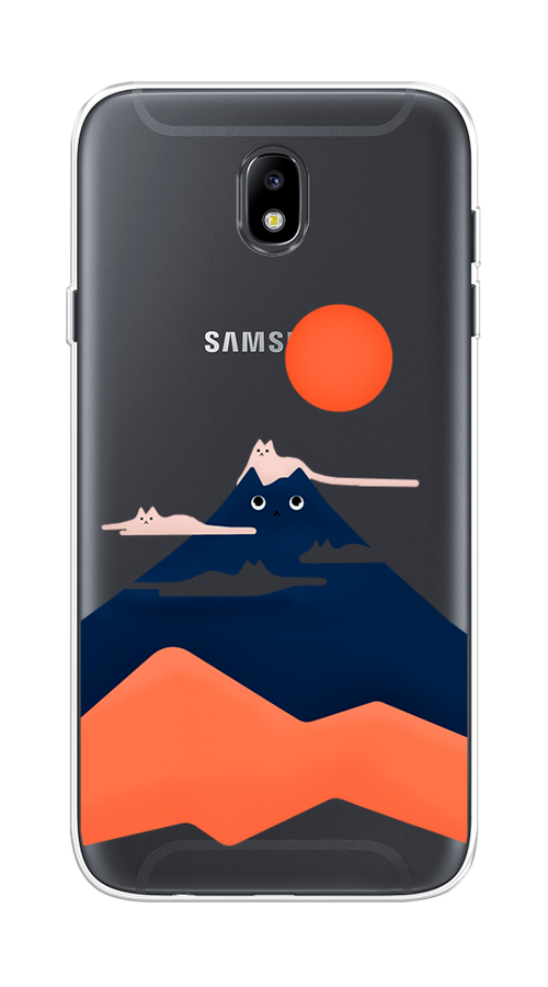 Силиконовый чехол на Samsung Galaxy J7 2017 / Самсунг Галакси J7 2017 "Кот-гора", прозрачный