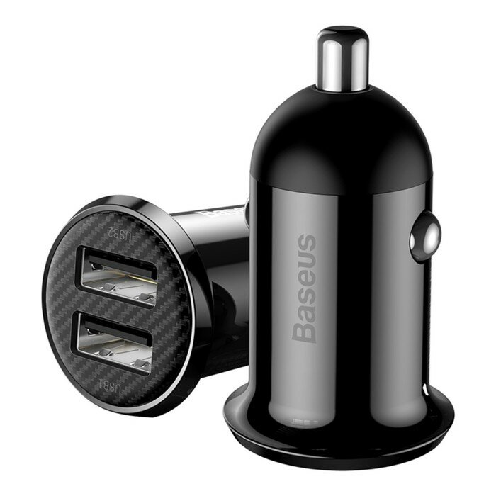 Автомобильное зарядное устройство Baseus Grain Pro, 2USB, 4.8 А, чёрное (комплект из 2 шт)