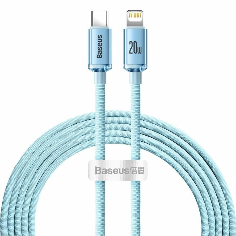 Кабель для айфона Baseus Crystal Shine Type-C - Lightning PD 20 Вт 1.2 метра (CAJY001303), голубой