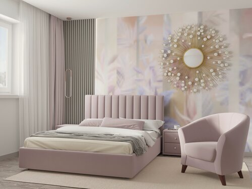 Изображение товара Мягкая кровать Olivia 1600 лиловая с подъемным механизмом