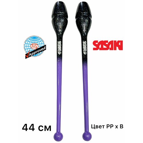 Булавы Sasaki STRM-34JKGH. Цвет PP x B. Черный, фиолетовый с блестками (Rubber Clubs) 44 см FIG