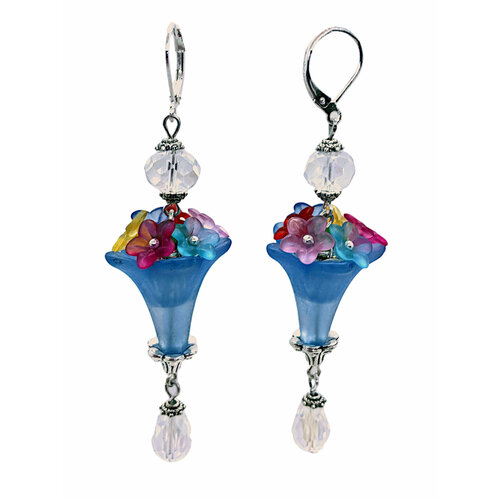 Серьги с подвесками Dorim, размер 70 мм, желтый, голубой