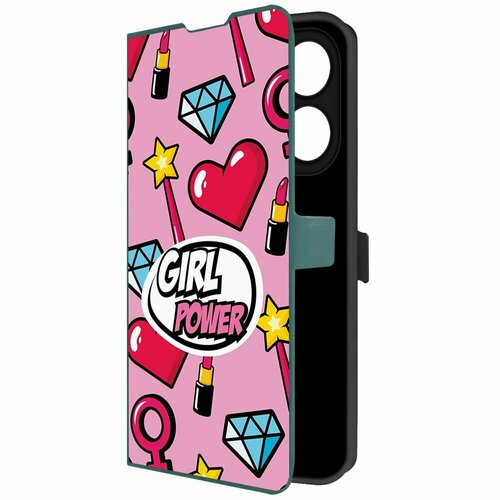 Чехол-книжка Krutoff Eco Book для TECNO Spark 20 Pro Girl Power (зелёный опал)