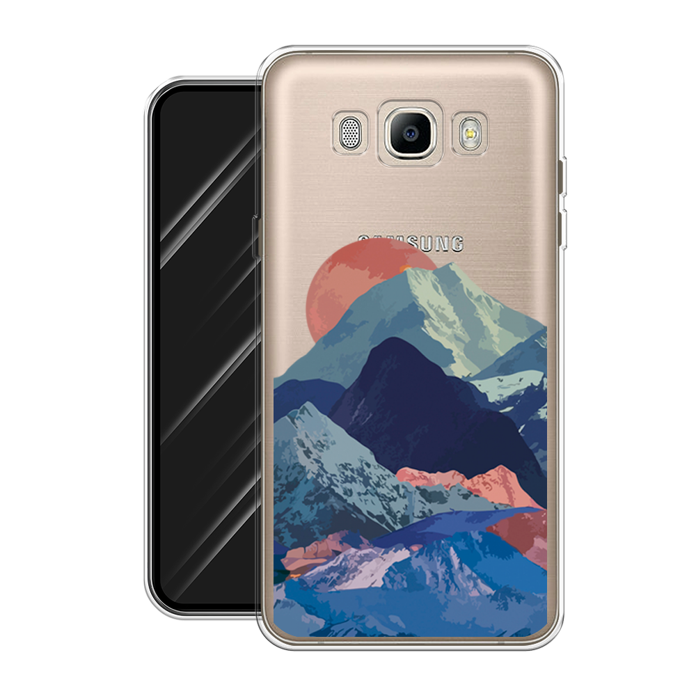 Силиконовый чехол на Samsung Galaxy J7 2016 / Самсунг Галакси J7 2016 "Закат в снежных горах", прозрачный