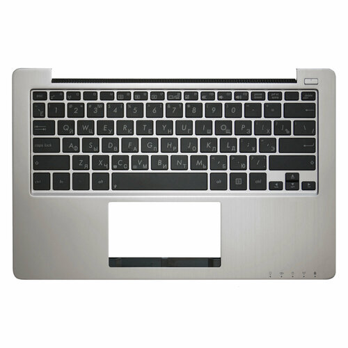 Клавиатура (топ-панель) для ноутбука Asus X200, X202 черная с серебристыйм топкейсом asus клавиатура для ноутбука asus x200 x202 90r nfq1k1901u черная верхняя панель в сборе серебряная