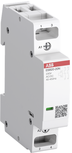 Модульный контактор ABB ESB20-20N-06 (20А АС-1, 2НО) 230В AC/DC 1SBE121111R0620
