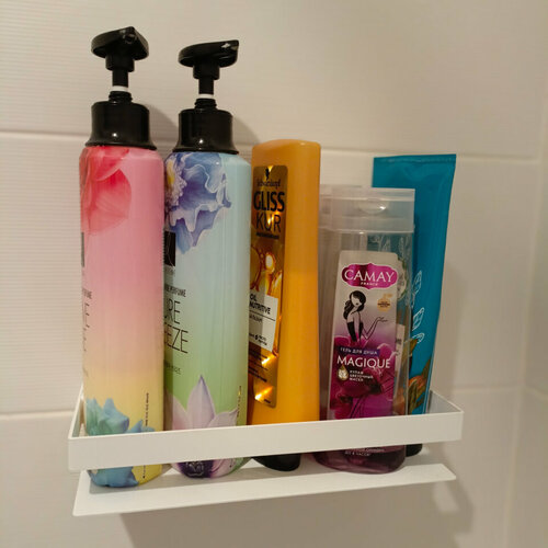 Полка органайзер прямая, серия Сканди, универсальная настенная металлическая одноярусная для ванной комнаты, кухни или туалета, 1 штука