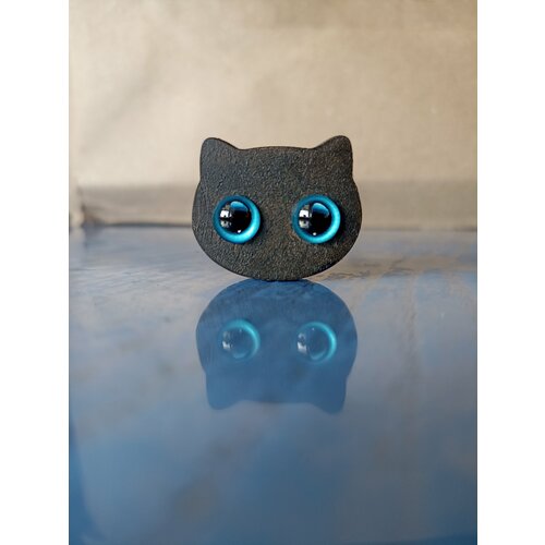 фото Колье подвеска котик, стекло, длина 45 см, синий, коричневый ип егоров в.а.