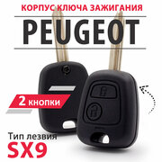 Корпус для ключа зажигания Peugeot Пежо Partner Expert Boxer -1 штука (2х кнопочный ключ, лезвие SX9)