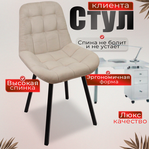 Изображение товара Стул FitBest, для мастера, металлический каркас, велюр, бежевый