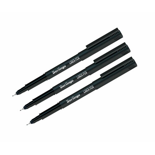 Набор из 3 шт. - Ручка капиллярная Berlingo Liner pen черная, 0,4 мм