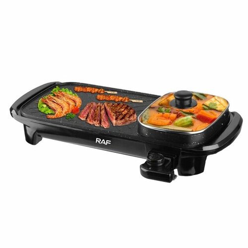 Гриль от RAF 2 в 1 модель R5303 создан чтобы готовить первое и второе можно было одновременно со встроенной кастрюлей Оргономичный безопасный Равномерный прогрев антипригарное покрытие 4650₽