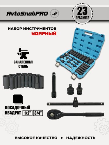 Изображение товара Набор инструментов NEW EPOCH, в кейсе, высокопрочная закаленная сталь, 23 предмета