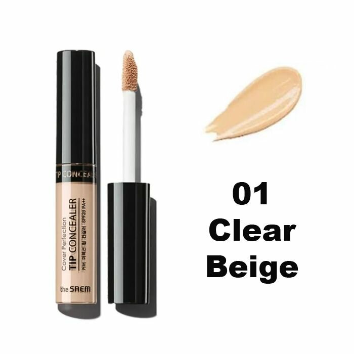 The Saem Консилер для маскировки недостатков кожи 6,5 г Cover Perfection Tip Concealer SPF28 РА, оттенок 01 Clear Beige