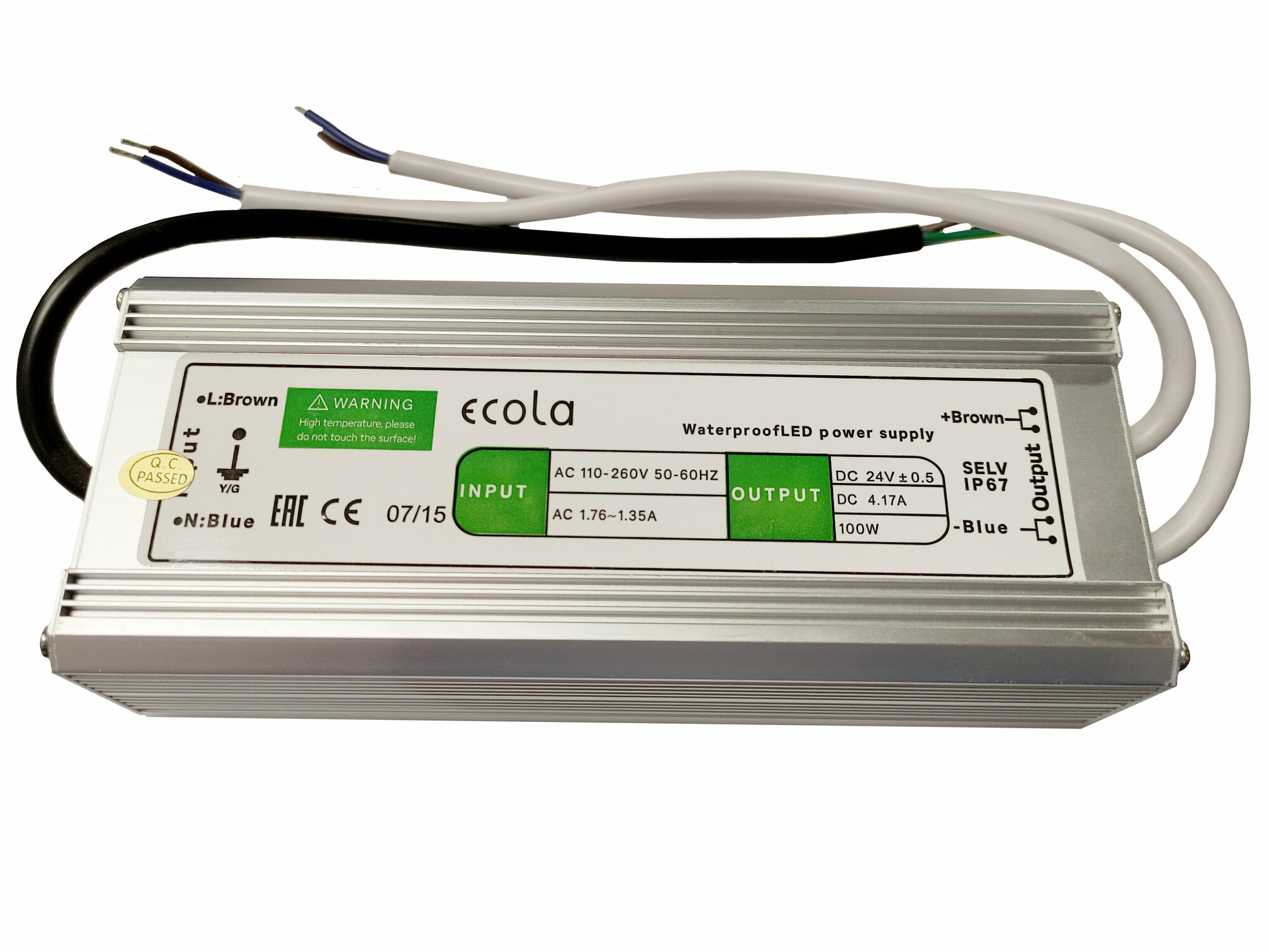 Ecola Блок питания для светодиодн. лент 24V 100W IP67 180х70х40 (герметичный) D7L100ESB (арт. 527334)