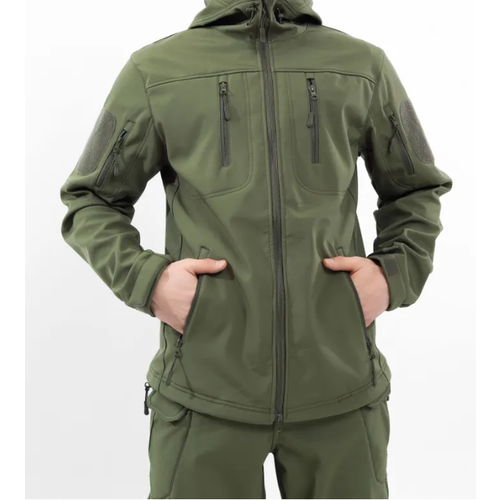 Костюм тактический мужской SoftShell Олива демисезонный на флисе 48