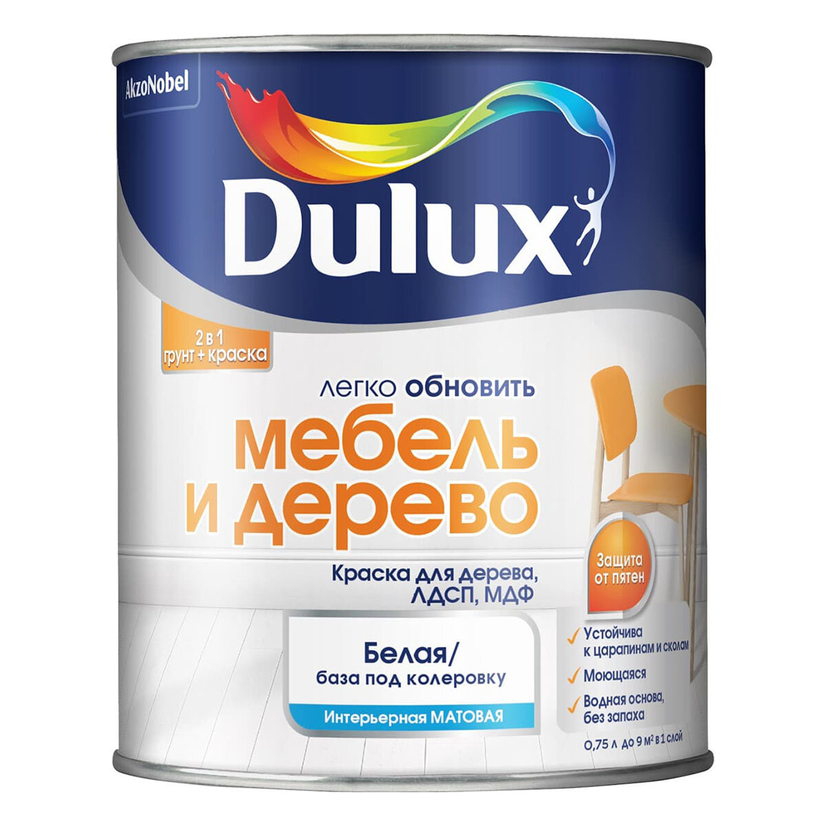 Краска Dulux Мебель и Дерево BС 0,75л