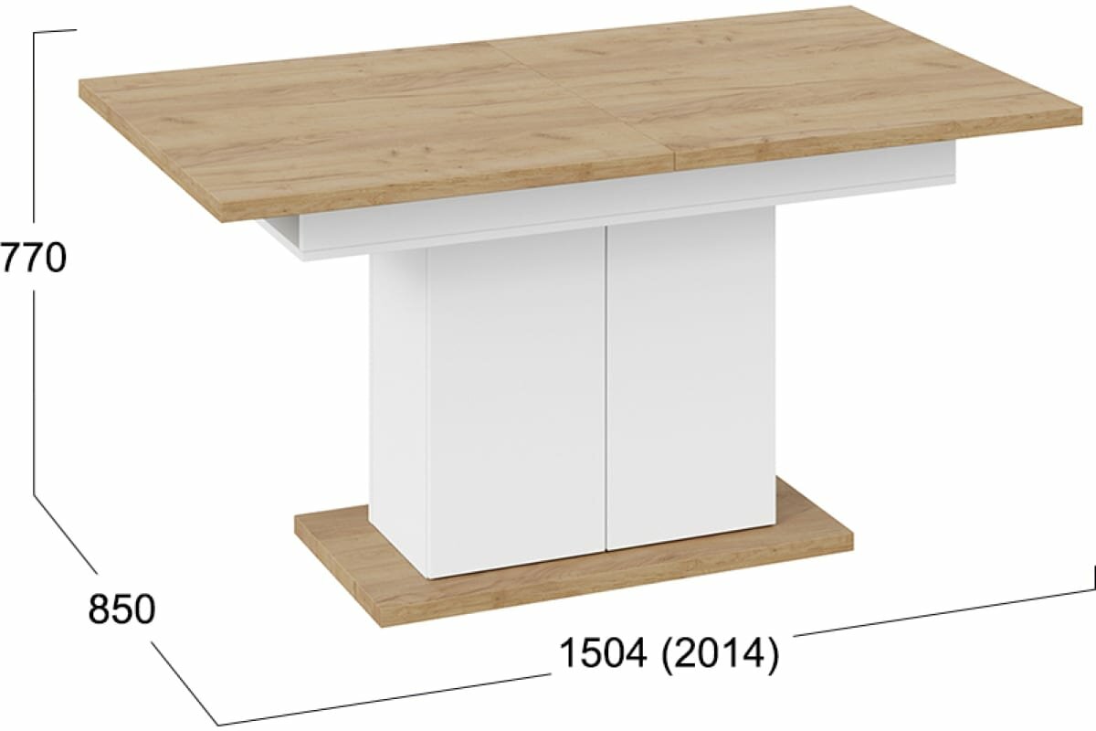 Стол раздвижной Трия Детройт Тип 1 Белый/Дуб Крафт золотой