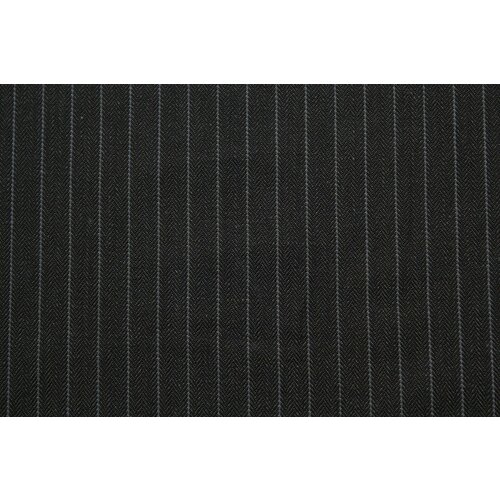 Ткань Лён костюмный тёмно-серый в продольную светло-серую полоску, ш156см, 0,5 м