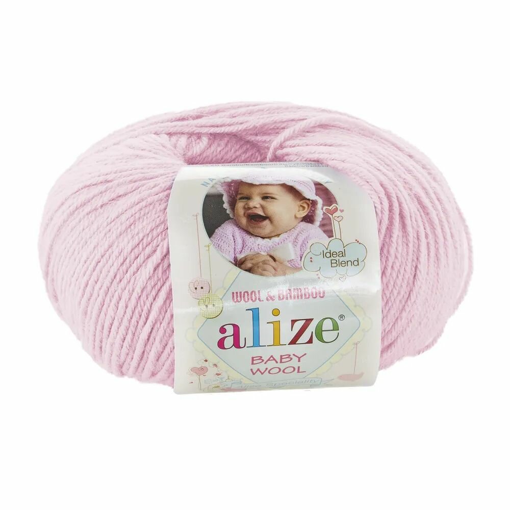 Пряжа Alize Baby Wool светло-розовый (185), 40%шерсть/20%бамбук/40%акрил, 175м, 50г, 2шт