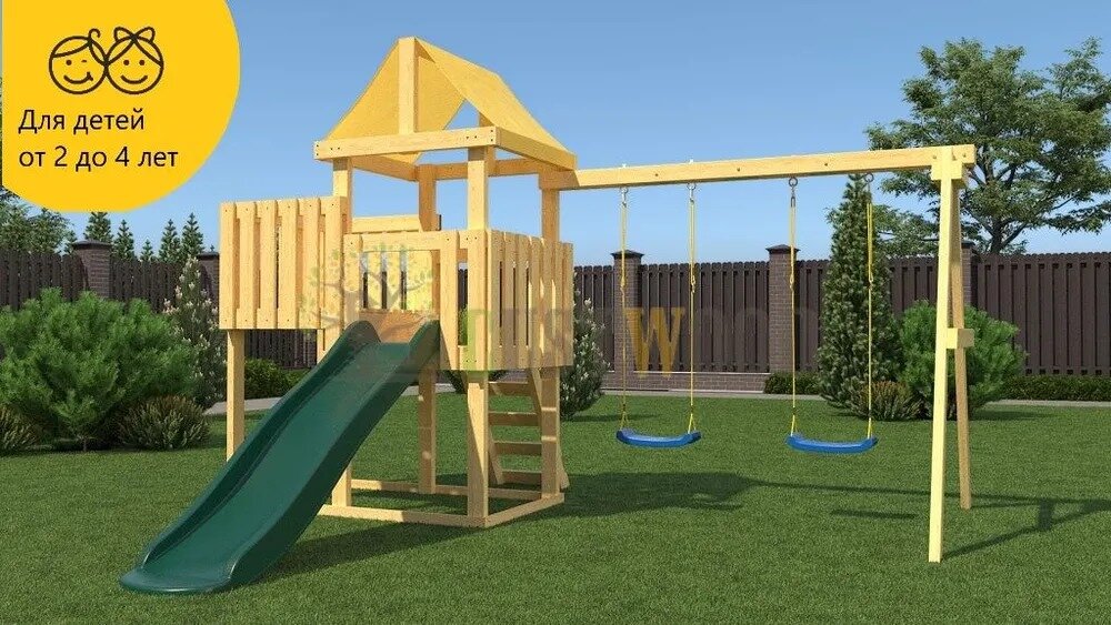 Детская деревянная игровая площадка CustWood Junior J4 безопасный и комфортный игровой спортивный комплекс