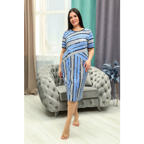 фото Платье натали, размер 48, серый, голубой