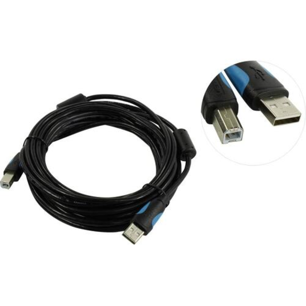 Кабель Vention USB 2.0 AM/BM - 5м. Черный