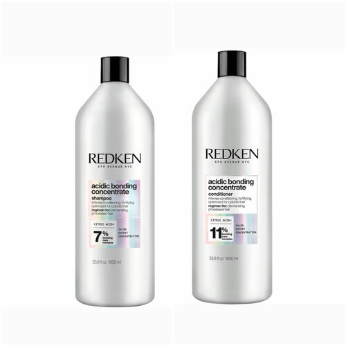 Redken Acidic Bonding Concentrate Set - Безсульфатный Набор для всех типов поврежденных волос (шампунь 1000 мл, кондиционер 1000 мл)