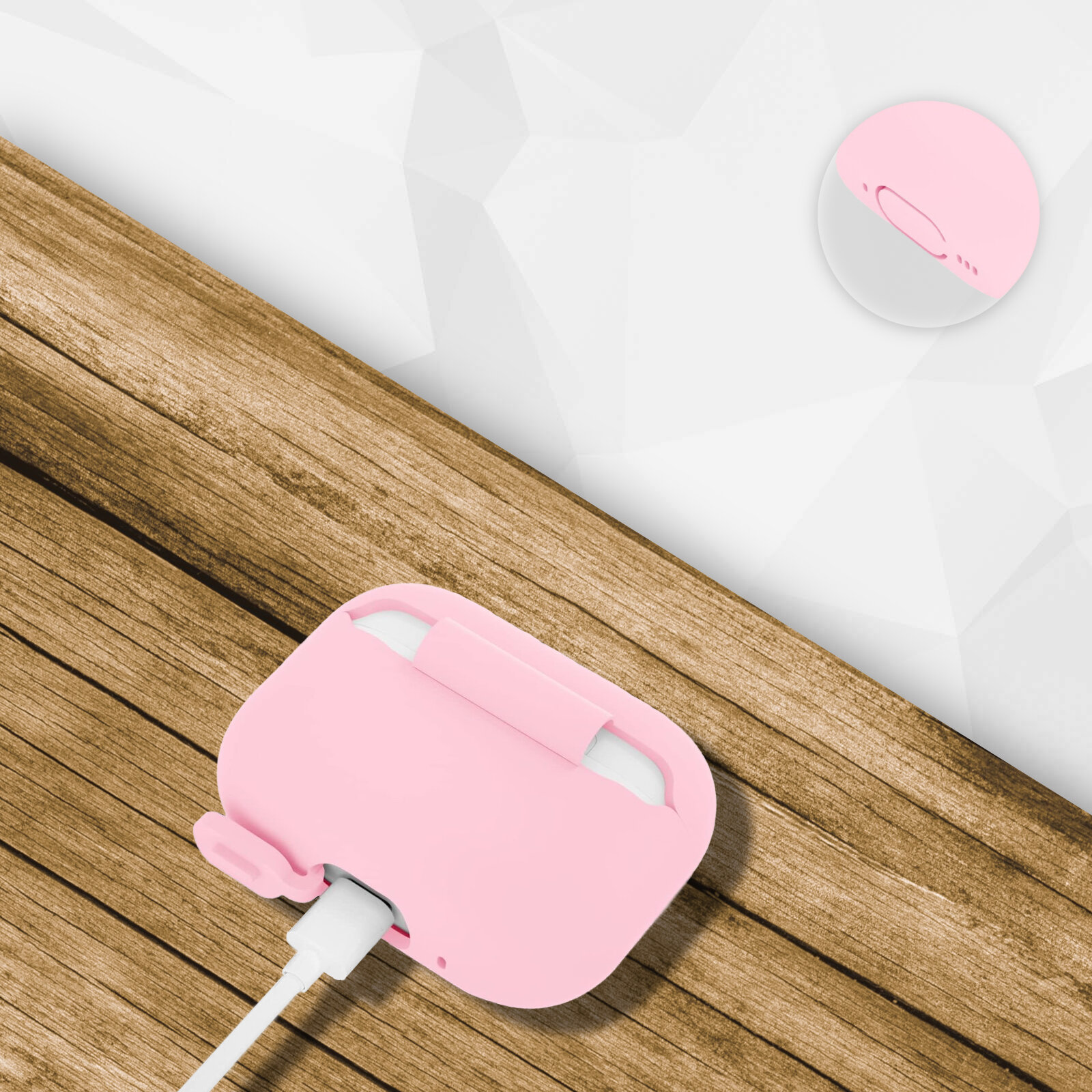 Cиликоновый чехол для наушников Apple AirPods Pro 2 (2022-2023), цвет Розовый, ультратонкий — фото 1