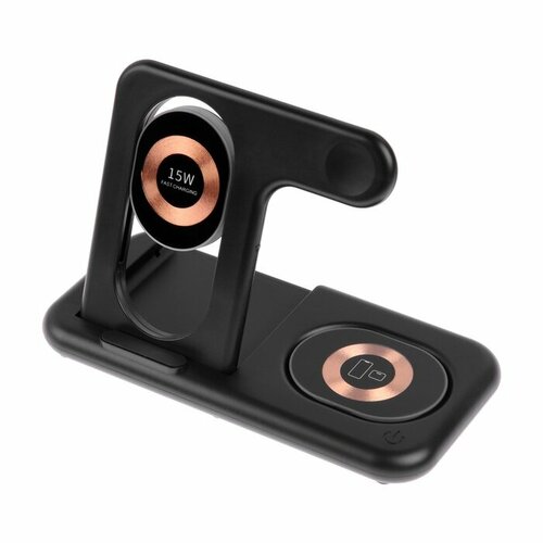 Беспроводное зарядное устройство 3 в 1 Y36 15 W складная подсветка USB Type-C чёрная 2978₽