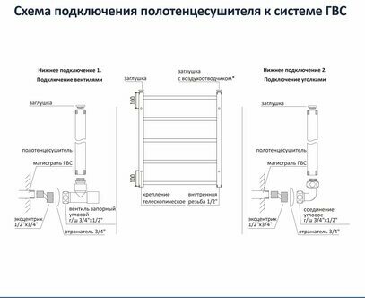 Водяной полотенцесушитель Акватек Альфа AQ RRP1080BL - фото №15