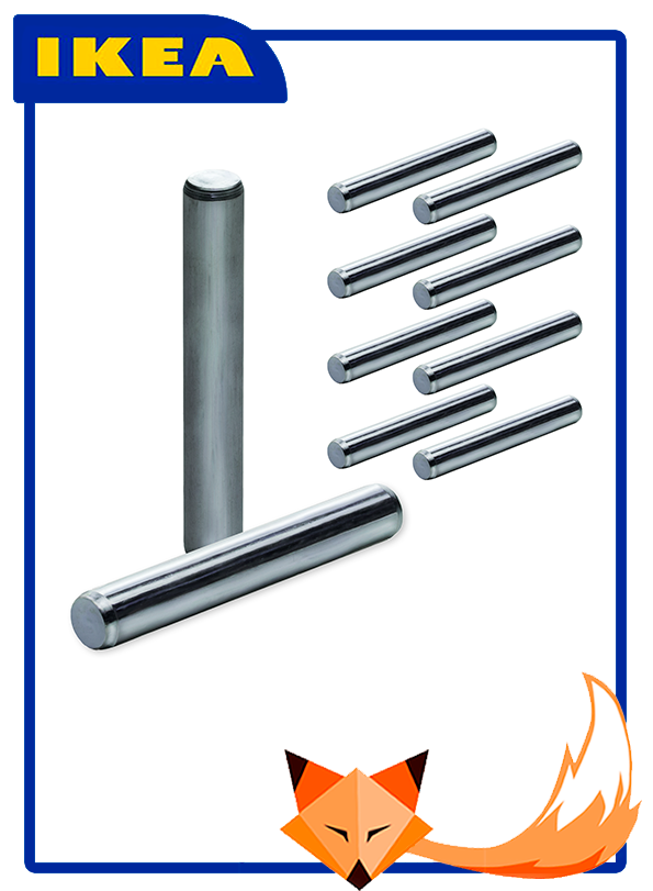 фото Штырьки для полок икеа "Ивар" (штифт), комплект 20 шт, серебристый цвет, металл