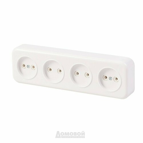 Розетка четверная, 16А, 250В, подводка 3-ая РА16-246 АБС белая, Электик