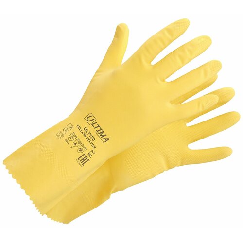 Перчатки латексные YELLOW HELPER 9L c внутренним хлопковым напылением и антибактериальной обработкой 1 пара 199₽