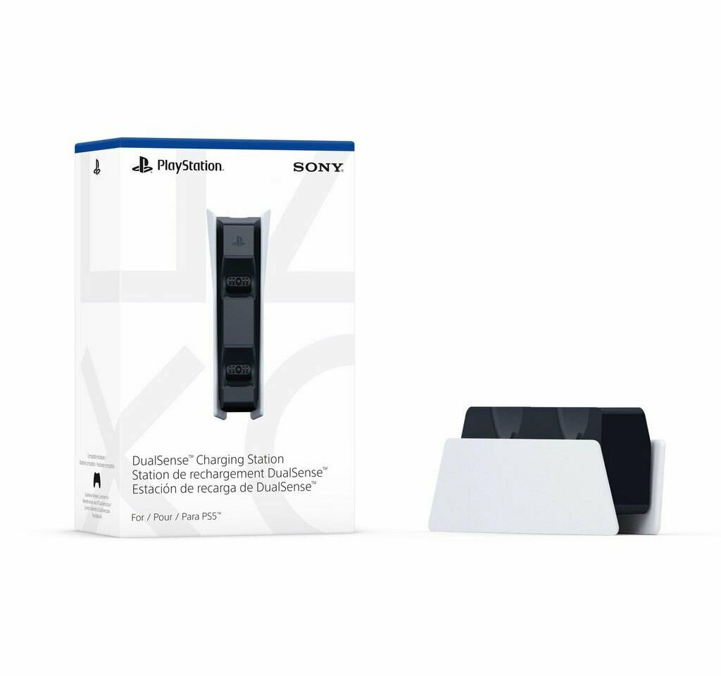 Sony Зарядная станция DualSense на два геймпада для PS5 (CFI-ZDS1) белый/черный