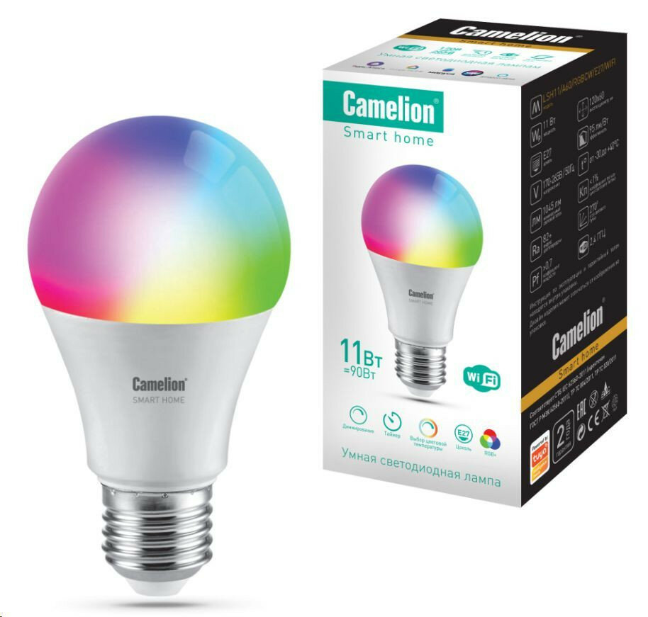 Светодиодная лампа (CAMELION (14499) LSH11/A60/RGBСW/Е27/WIFI Smart Home)