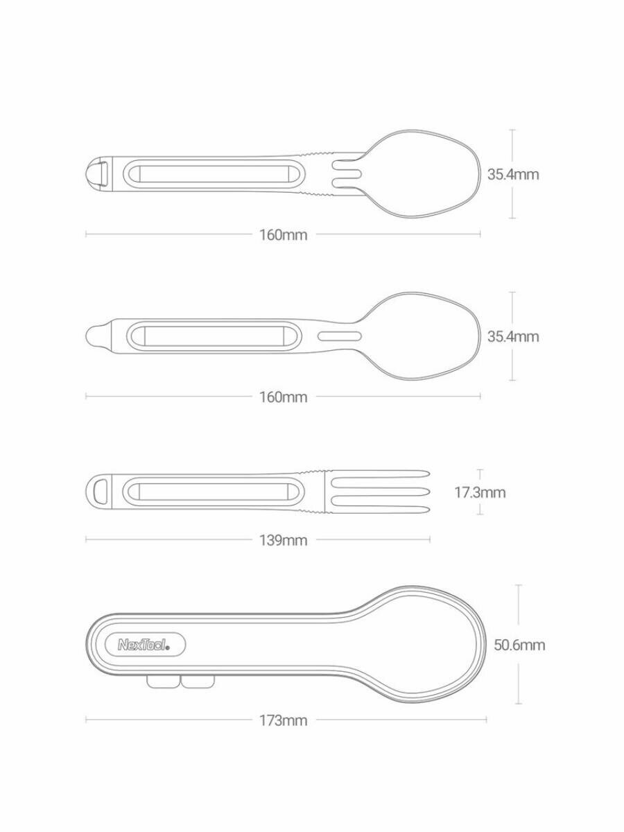 Походный набор столовых приборов Xiaomi NexTool Titanium Cutlery Set (NE0124) - фото №12
