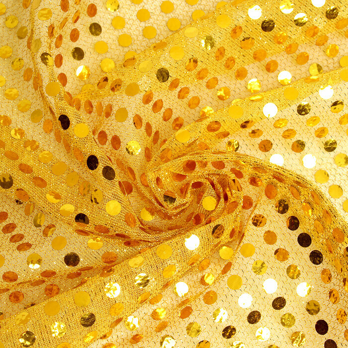 Отрез для рукоделия, сетка с пайетками, цвет жeлтый, 47,5 x 50 см