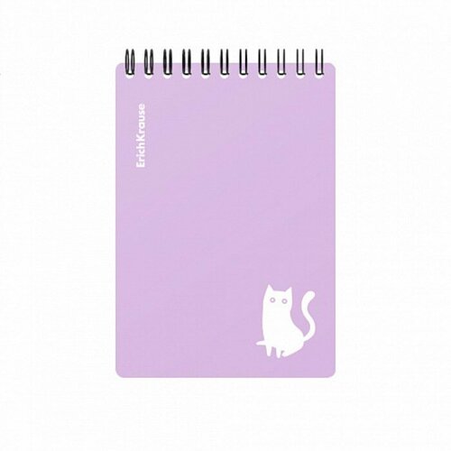 Блокнот A6 80 листов клетка на спирали ErichKrause Brave cats пластиковая обложка фиолетовый 416₽