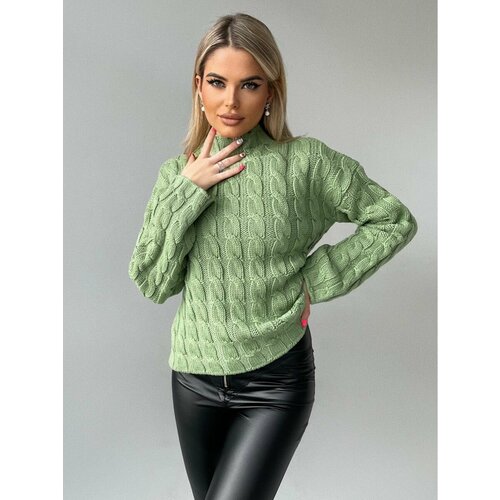 Джемпер Wooly's, размер 50, зеленый женский свитер в стиле k pop 90 х с длинным рукавом