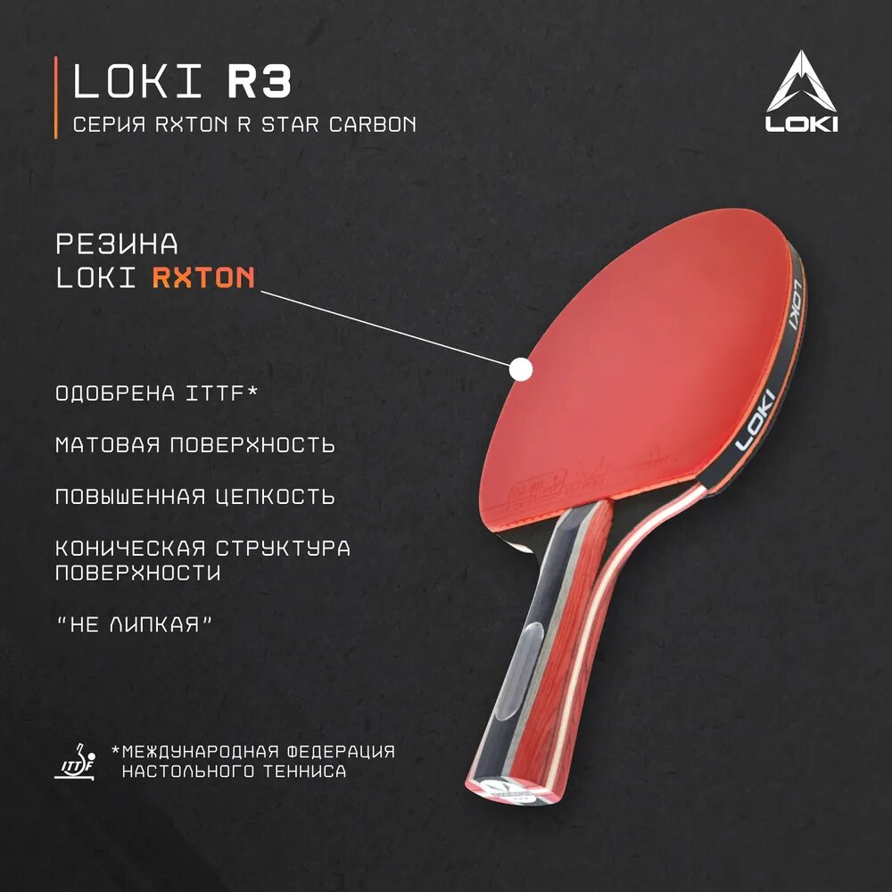 Ракетка для настольного тенниса с чехлом защитная LOKI R3 Rxton Star