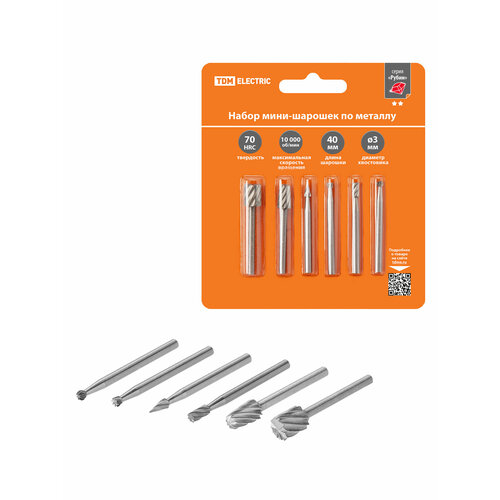 Набор мини-шарошек шлифовальных 3 мм L 40 мм по металлу 6 шт Рубин TDM 450₽