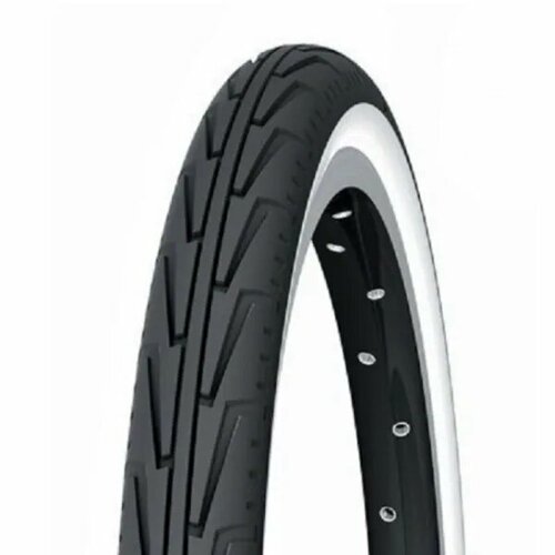 Велопокрышка 20x1.75 MICHELIN CITY J 44-406 GW WHITE/BLACK,3х22TPI белый\чёрный 325125