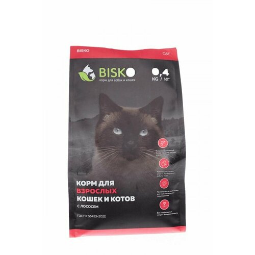Биско с лососем 04 кг Сухой корм для кошек в металлизированной упаковке 300₽