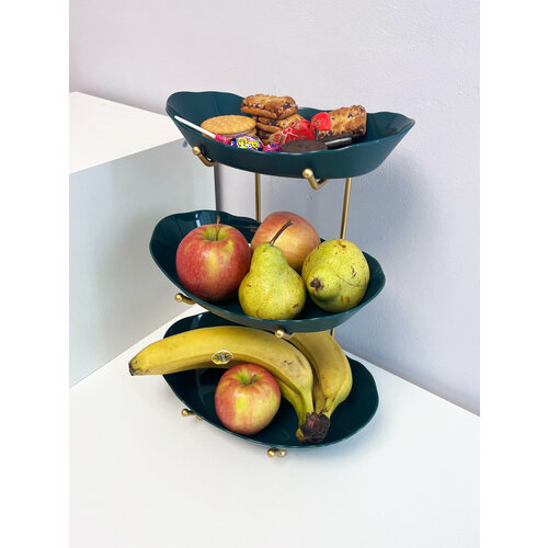 Фруктовница трехъярусная зеленая