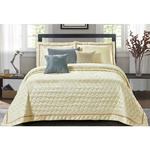 Покрывало c наволочками Euro Home Версаль, жаккард, 240х260, бежевое