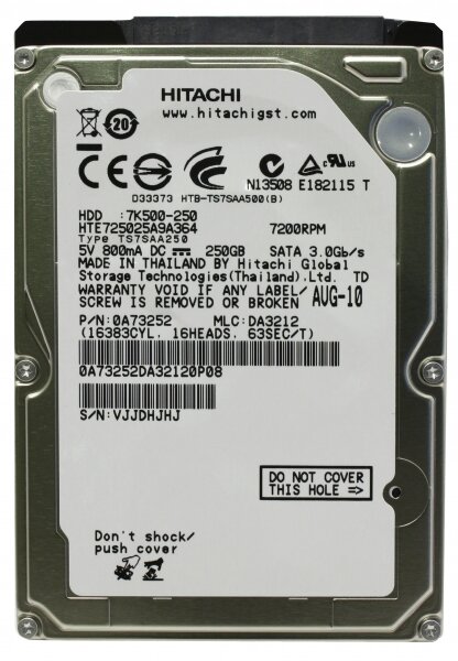 Жесткий Диск Hitachi HTE725025A9A364 250Gb 7200 SATA 2,5" HDD